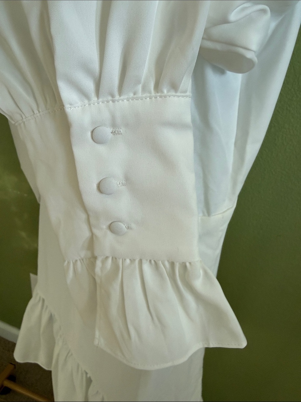 SHEIN White V-Neck Button-Front Ruffle Mini Dress - Picture 4 of 5